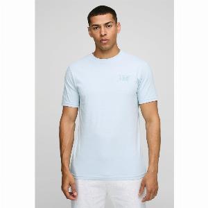 Slim Fit Homme Embroidered TShirt Azzurro