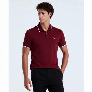 Pique Sticker Pete Tipped Polo Shirt In Cabernet