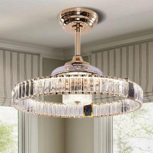 Lightsin Elegant Gold Silent Ceiling Fan Lamp with Crystal Accent