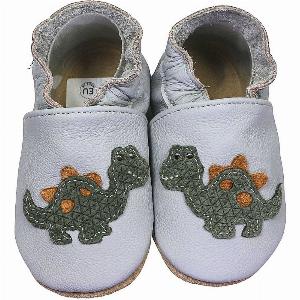 Graue Lauflernschuhe mit DinosaurierMotiv für kleine Entdecker