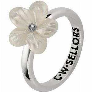 Sterling Silver White Mother of Pearl Tuberose 12mm Pansy Ring  Option1 Value  Silver
