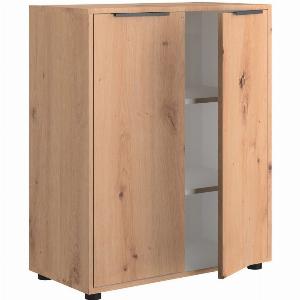 Scarpiera Mobile Multiuso 2 Ante 3 Ripiani Armadio Legno  72x35x90 cm Rovere