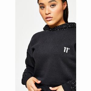 Pull court à capuche avec imprimé éclaboussure réfléchissant  Noir 1295 