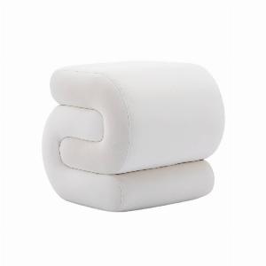 SShape Pouffe Footstool with No Assembly Required Easy maintenance Vanity Wavy Stool for Bedroom Living Room 504646 cm Ivory   Aosom UK