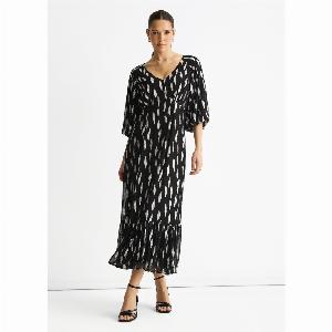 Enjoy 20 Discount on Black Viscose Balloon Sleeve Maxi Dress