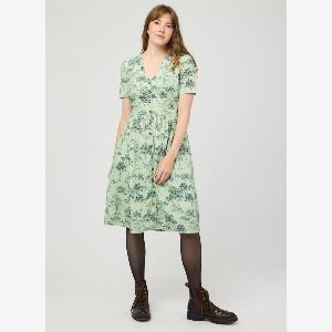 Joanie Clothing Natalie Tree Print ButtonDown Tea Dress US 22