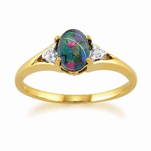 Classic Oval Opal and Diamond Ring in 9ct Yellow Gold Now 245