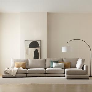 Canapé 5 places avec chaise longue droite perle Travis