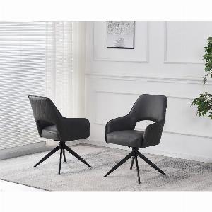 Get 34 Discount on Giatalia Enrica Dark Grey PU Leather Dining Chair