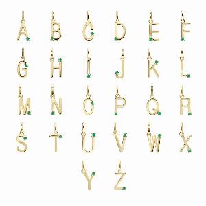 Initial Emerald Letter Necklace In 9ct Yellow Gold