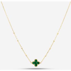 9ct Yellow Gold Green Malachite Clover Necklace Now 236 Save 14