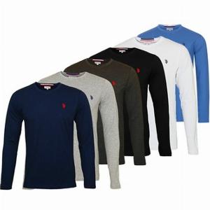 US Polo HerrenLangarmshirt Hellgrau  gr XL