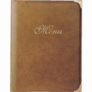 Protègemenu Aragon avec inscription Menu A4 PULSIVA Dimensions A4 255x33 cm lxH brun clair