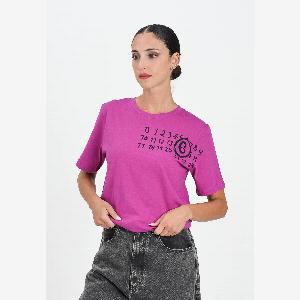 MAISON MARGIELA Tshirt a manica corta color prugna per donna ragazzi e bambini arricchita da un logo Hand Written