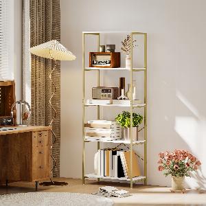 Enjoy 57 Discount HOMCOM 5Tier Bookshelf Modern Design in White and Gold