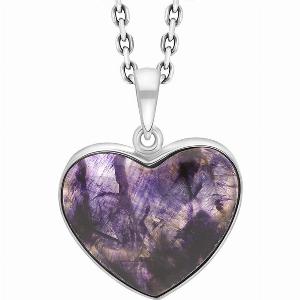 Sterling Silver Blue John Heart Pendant Necklace D