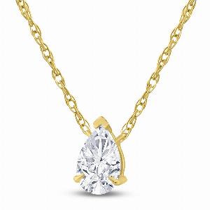 Pear Shape Floating Lab Diamond Solitaire Necklace  14K Yellow Gold 1 12 ct tw
