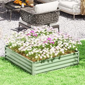 Get 42 Discount on Outsunny Square Raised Garden Bed in Light Green