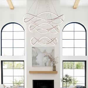 Modern LED Dimmable Pendant Light  Spiral Design with Adjustable Height Cables