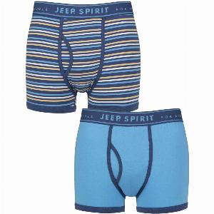 Mens 2 Pack Jeep Spirit Cotton Knitted Keyhole Trunks Navy  Denim M