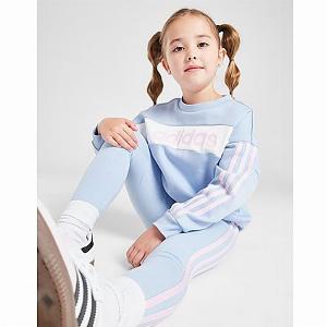 adidas Originals Girls Linear Colour Block Crew Set Children Multi Coloured