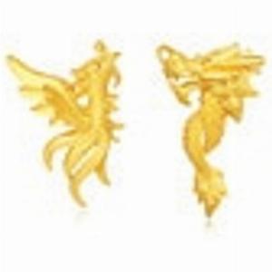 Dragon  Phoenix  9999 Gold Dragon and Phoenix Mismatched Earrings