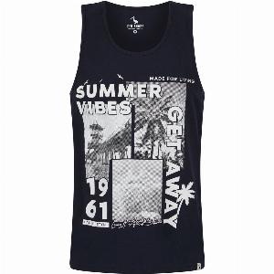 Vests Made For Motif Print Cotton Vest Top in Sky Captain Navy  South Shore  L  Tokyo Laundry