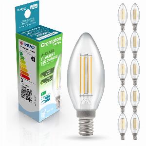 Crompton Candle LED Light Bulb UltraEfficient E14 22W 40W Eqv Warm White 10Pack AClass Clear