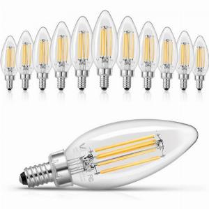 VEVOR LED Candelabra Bulbs 12Pack Dimmable Chandelier Light Bulbs Vintage Clear Glass Candle Light Bulb with 2725K Warm Lighting 90 High CRI  E12 Base for Chandeliers Wall Sconces  Table Lamps