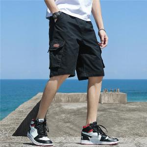 M5XL hommes tendance Cargo Shorts hommes lettre impression poche Shorts été mode décontracté droit Shorts mâle Ropa Hombre XL noir