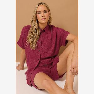 Lts Tall Dark Red Linen Tie Shorts 14 Lts  Tall Womens Linen And Cotton Shorts