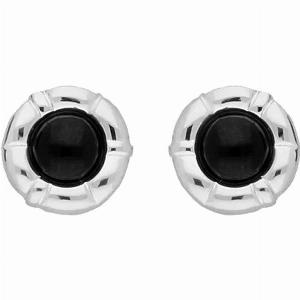 Sterling Silver Whitby Jet Ridged Circle Stud Earrings Default Title Silver