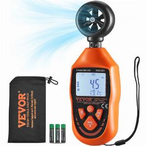 VEVOR Handheld Anemometer 14113 Digital Wind Speed Meter Gauge with LED Backlight Screen Measures Wind Velocity Wind Temperature Air Flow Wind Chill for Sailing Surfing Drone Flying HVAC