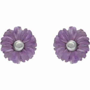 Sterling Silver Amethyst Tuberose 6mm Daisy Stud Earrings