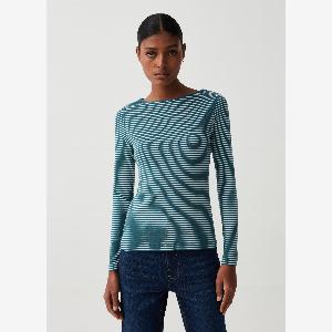 OVS Slim Striped Tshirt With Boat Neck Frau WeißGrün Größe XXL