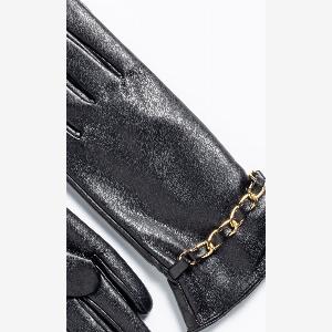 Get 27 Off Klass Womens Black Faux Leather Chain Gloves