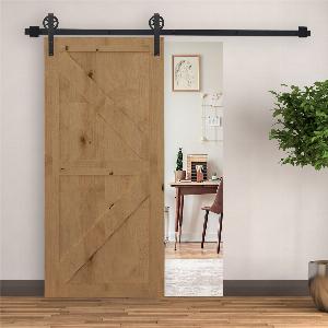 HOMCOM SchiebetürenBeschlagsatz 200 cm KomplettSet mit Schienen Rollen Schienenstopper Bodenblock Set Türschrauben Schiebetürsystem aus Kohlenstoffstahl Schwarz   Aosom