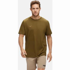 HOKA Mens Graphic SS TShirt in Dark Olive Size Small