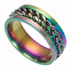 Bague Punk en acier inoxydable pour hommes et femmes chaîne incrustée bijoux à breloques cadeau bague en acier inoxydable 6 argenté