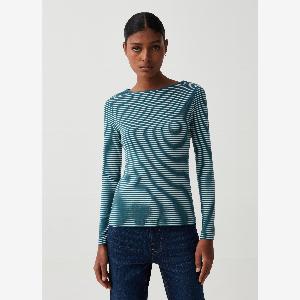 OVS Slim Striped Tshirt With Boat Neck Frau WeißGrün Größe 42