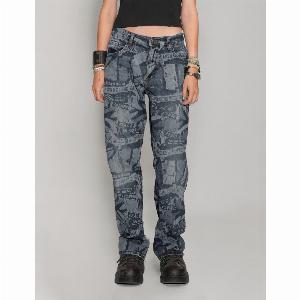 Peace Laser Print Jeans in Indigo