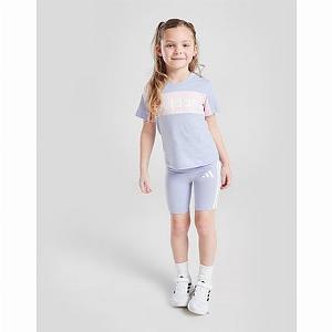 adidas Girls Linear TShirtShorts Set Children  Purple