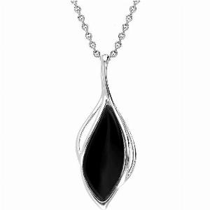 Get 50 Discount on Sterling Silver Whitby Jet Marquise Necklace