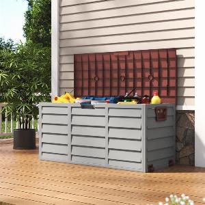 4ft PP Garden Storage Deck Box Large Outdoor GreyBlack