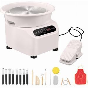 VEVOR Töpferscheibe Keramik Rad Maschine Pedal Touchscreen 350W 25cm Weiß