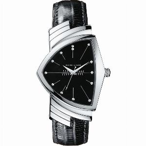 Hamilton Ventura 1957 Recreation Men In Black Quartz Black Dial Leather Strap Mens Watch H24411732