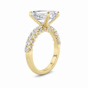 Verda Yellow Gold Art Deco Inspired VProng Emerald Cut Lab Grown Diamond Engagement Ring  1 12  3 34 CT TW