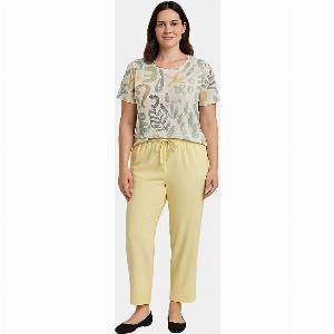 Anamor Abstract Leaf Print Short Sleeve Casual TShirt Size S  Lime