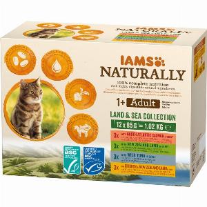 IAMS Naturally Adult Cat Land  Sea Collection Mix für Katzen 12x85 g jetzt 513  mit 10  Rabatt