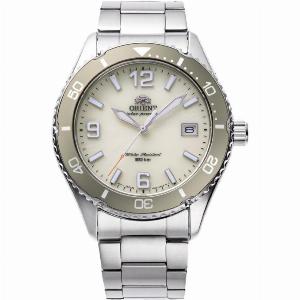 Orient Mako Solar Quartz Ivory Dial Steel Strap Menaposs Watch RAWJ0003S10B